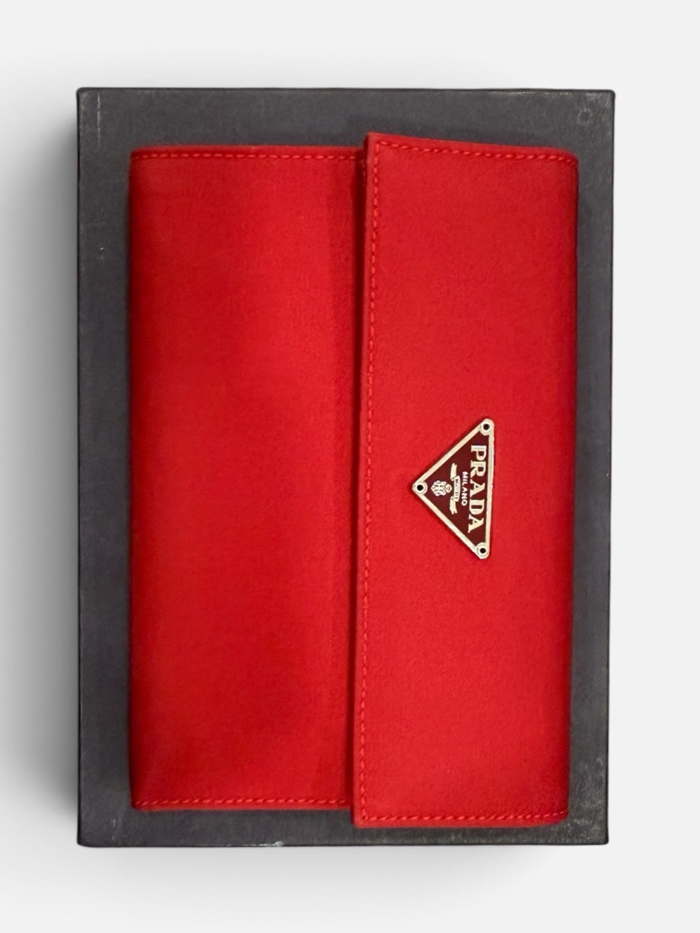 Authentic Prada Red Nylon & Saffiano Leather Continental Wallet with Box & Coa - Picture 3 of 15